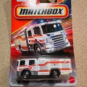 Matchbox Scania  Fire Truck Toy - White and Red